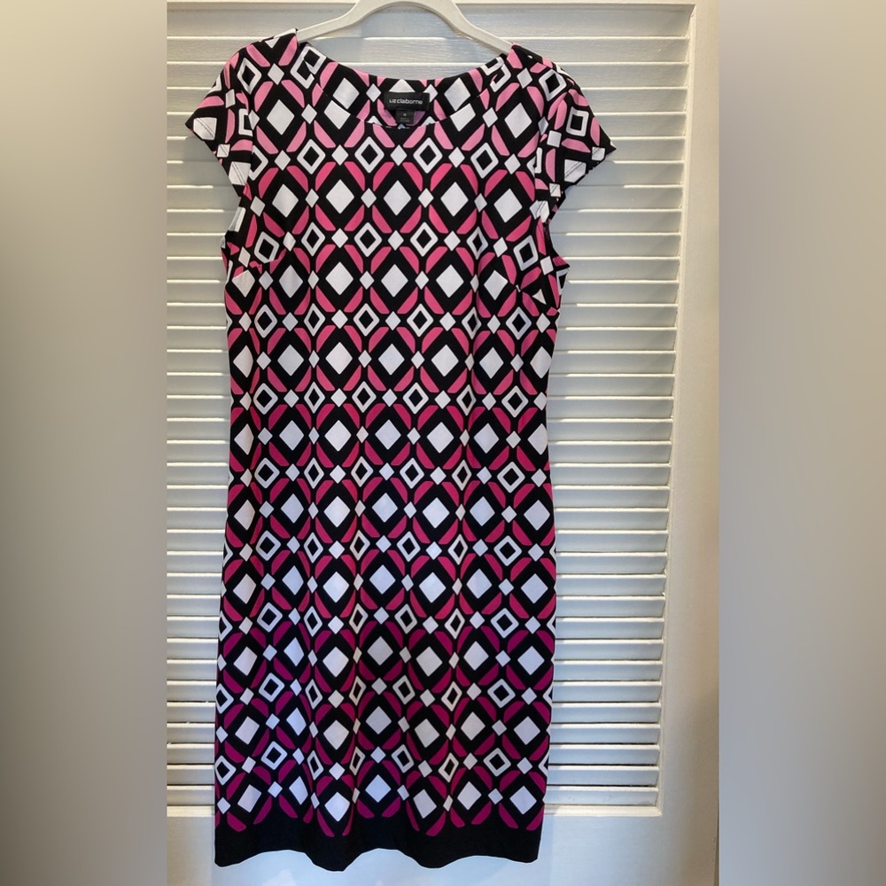 Liz Claiborne Dress pink/black/white Sz M